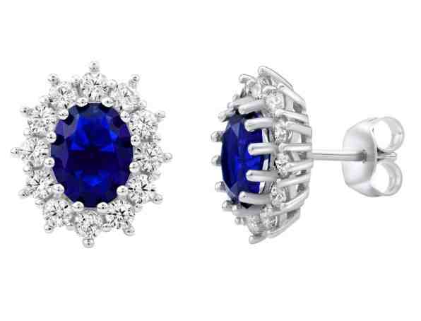 Silvego Stříbrné náušnice se syntetickým modrým safírem Kate JJJ985EB + 2 měsíce na vrácení zboží