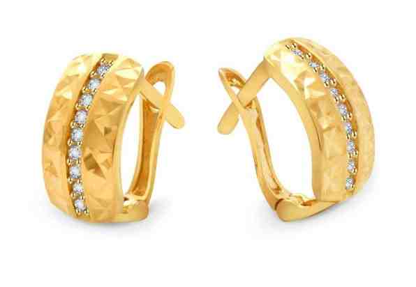 Beneto Exclusive Půvabné zlaté náušnice se zirkony AUP0008-G-WH-0145 + 2 měsíce na vrácení zboží