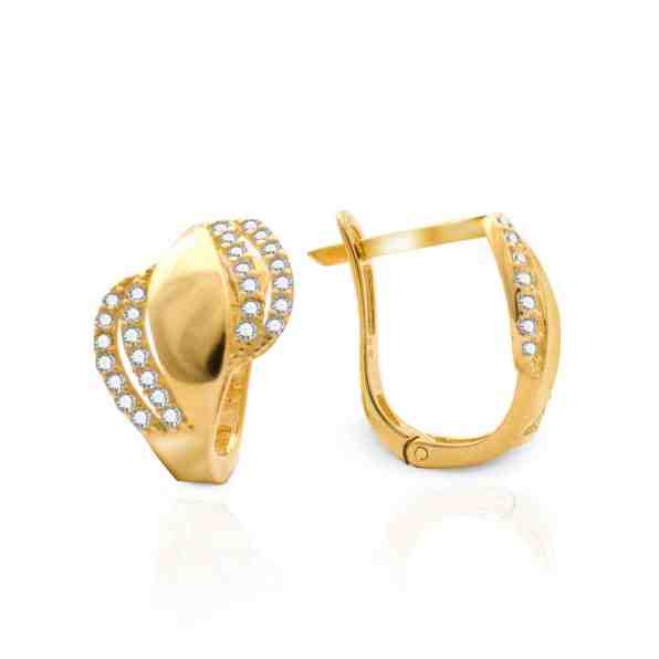 Beneto Exclusive Půvabné zlaté náušnice se zirkony AUP0010-G-WH-0220 + 2 měsíce na vrácení zboží