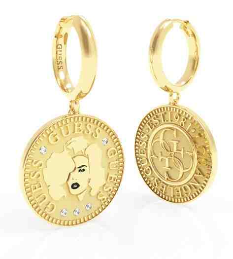 Guess Luxusní pozlacené náušnice Guess Coin UBE79156 + 2 měsíce na vrácení zboží