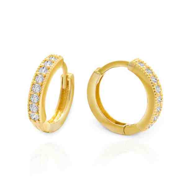 Beneto Exclusive Stylové zlaté náušnice s třpytivými zirkony AUP0015-G-WH-0285 + 2 měsíce na vrácení zboží