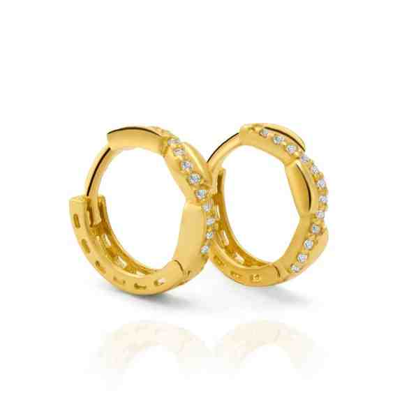 Beneto Exclusive Nadčasové zlaté náušnice s třpytivými zirkony AUP0016-G-WH-0335 + 2 měsíce na vrácení zboží