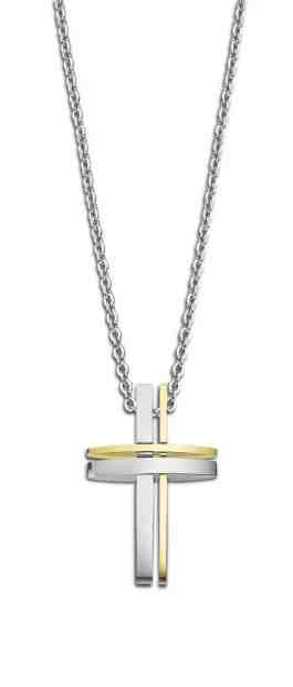 Lotus Style Ocelový bicolor náhrdelník s křížkem Men in Black LS1984-1/2 + 2 měsíce na vrácení zboží