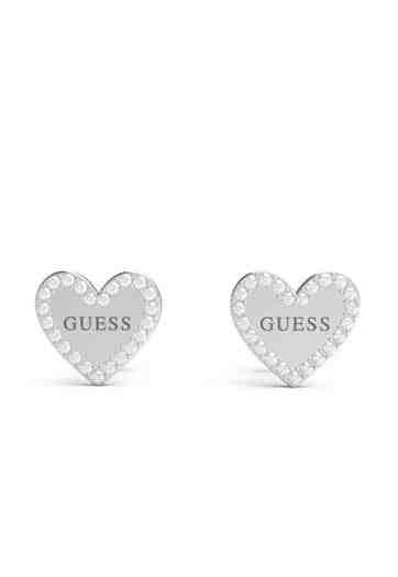 Guess Třpytivé srdíčkové náušnice Heart to Heart JUBE01082JWRH + 2 měsíce na vrácení zboží