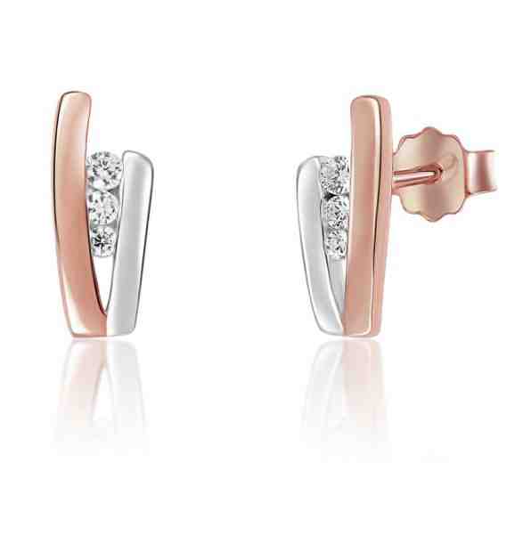 JVD Stylové bicolor náušnice se zirkony SVLE0634XH2RO00 + 2 měsíce na vrácení zboží