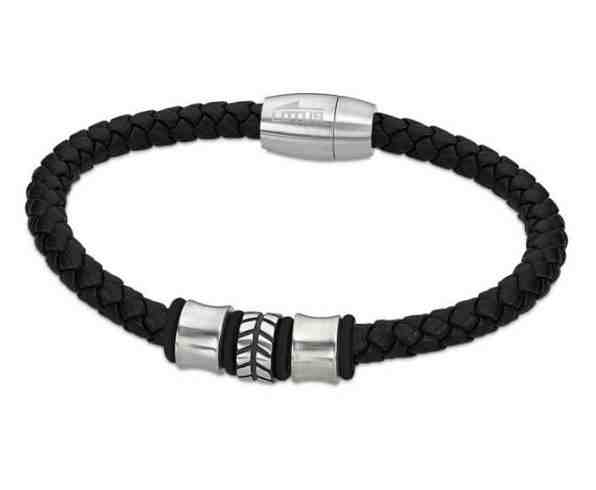 Lotus Style Černý kožený náramek pro muže Urban Man LS2063-2/1 + 2 měsíce na vrácení zboží