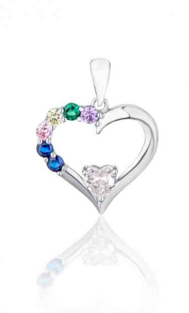 JVD Stříbrný přívěsek srdce s barevnými zirkony SVLP0749XF6BA00 + 2 měsíce na vrácení zboží