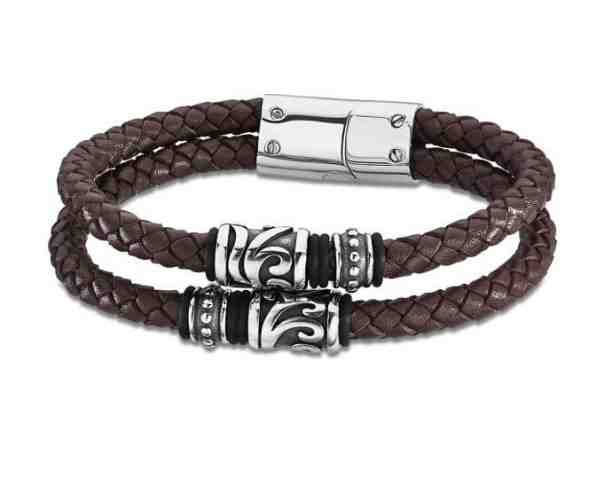 Lotus Style Dvojitý kožený náramek pro muže Dark Style LS2073-2/1 + 2 měsíce na vrácení zboží