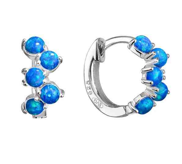 Evolution Group Stříbrné kruhové náušnice s modrými syntetickými opály 11339.3 + 2 měsíce na vrácení zboží