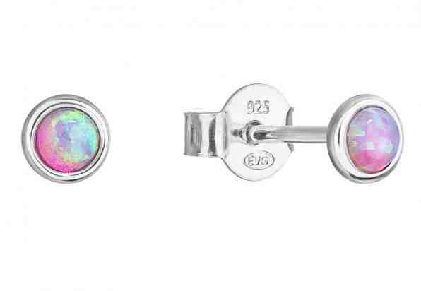 Evolution Group Stříbrné náušnice s růžovými syntetickými opály 11338.3 + 2 měsíce na vrácení zboží