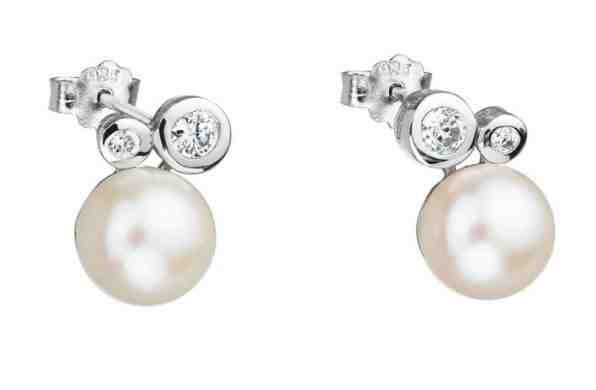 Preciosa Něžné náušnice s říční perlou a krystaly kubické zirkonie Mere 5094 00 + 2 měsíce na vrácení zboží
