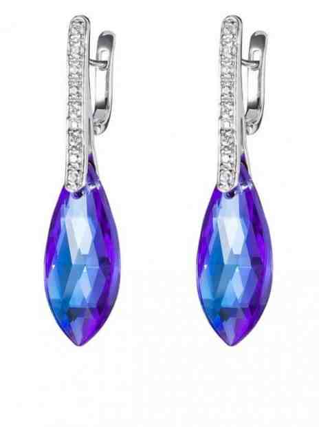 Preciosa Stříbrné náušnice Peacock Feather s českým křišťálem Preciosa 6837 68 + 2 měsíce na vrácení zboží