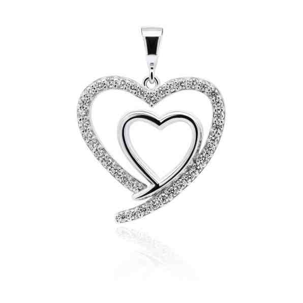 Brilio Silver Třpytivý stříbrný přívěsek srdce se zirkony PT14W + 2 měsíce na vrácení zboží