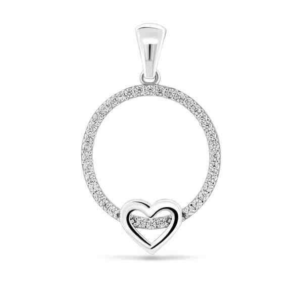 Brilio Silver Třpytivý stříbrný kruhový přívěsek se zirkony PT21W + 2 měsíce na vrácení zboží