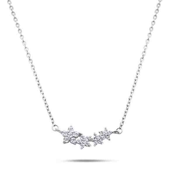 Brilio Silver Něžný stříbrný náhrdelník s květinkami NCL02W + 2 měsíce na vrácení zboží
