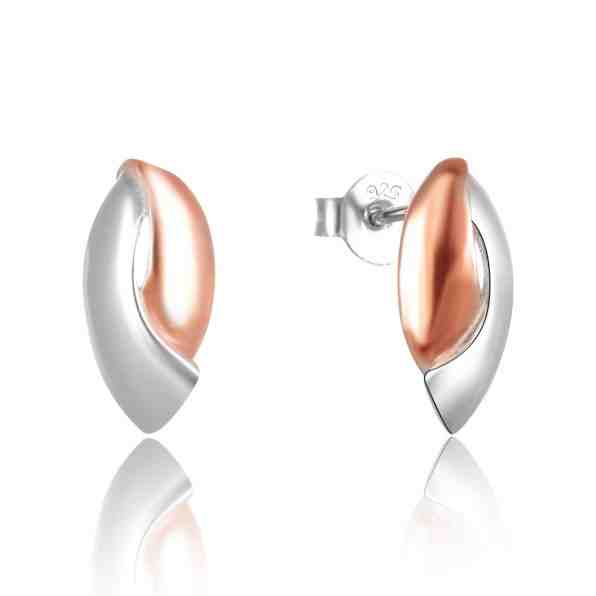 Beneto Módní stříbrné bicolor náušnice AGUP2611 + 2 měsíce na vrácení zboží