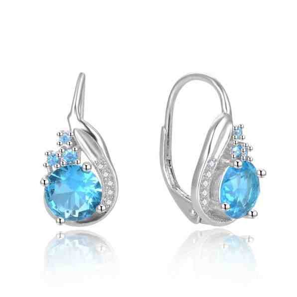 Beneto Nádherné stříbrné náušnice s modrými zirkony AGUC2681-L.BLUE + 2 měsíce na vrácení zboží