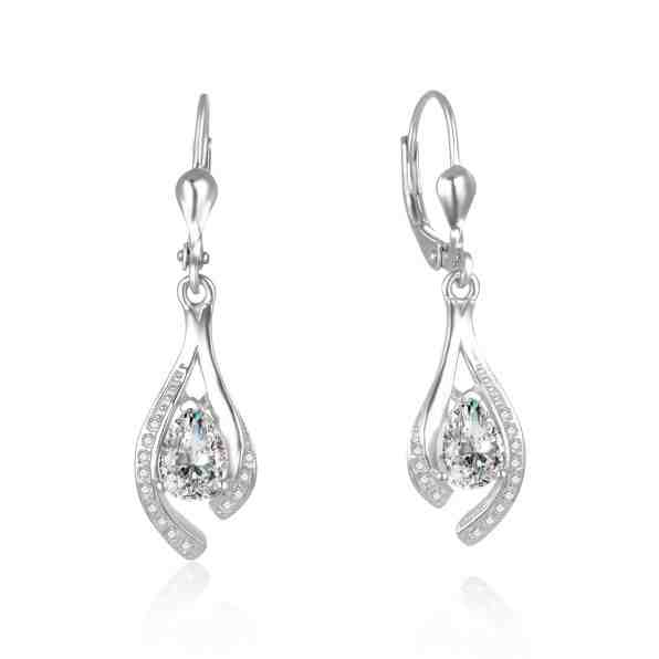 Beneto Nádherné stříbrné náušnice s čirými zirkony AGUC2693-W + 2 měsíce na vrácení zboží