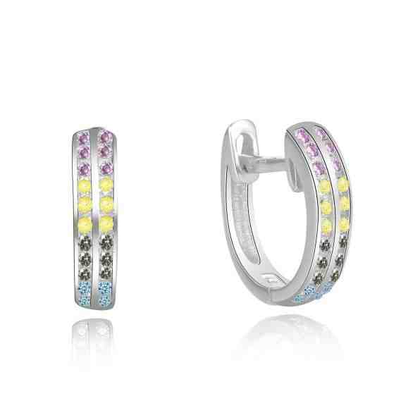 Beneto Hravé stříbrné náušnice s barevnými zirkony AGUC2697 + 2 měsíce na vrácení zboží