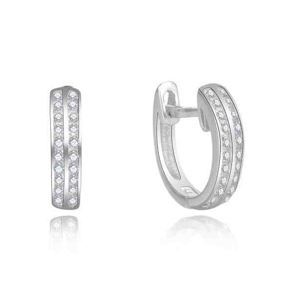 Beneto Jemné stříbrné náušnice s čirými zirkony AGUC2697-W + 2 měsíce na vrácení zboží