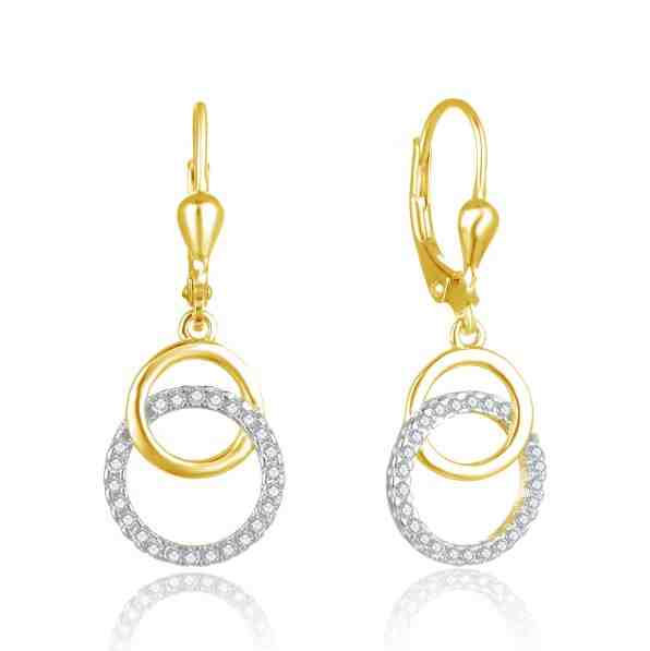 Beneto Stylové pozlacené náušnice se zirkony AGUC2707-RHG + 2 měsíce na vrácení zboží