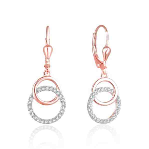 Beneto Stylové bronzové náušnice se zirkony AGUC2707-RHR + 2 měsíce na vrácení zboží