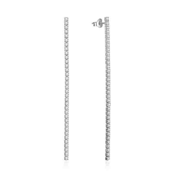 Beneto Dlouhé stříbrné náušnice se zirkony AGUV2672 10 cm + 2 měsíce na vrácení zboží