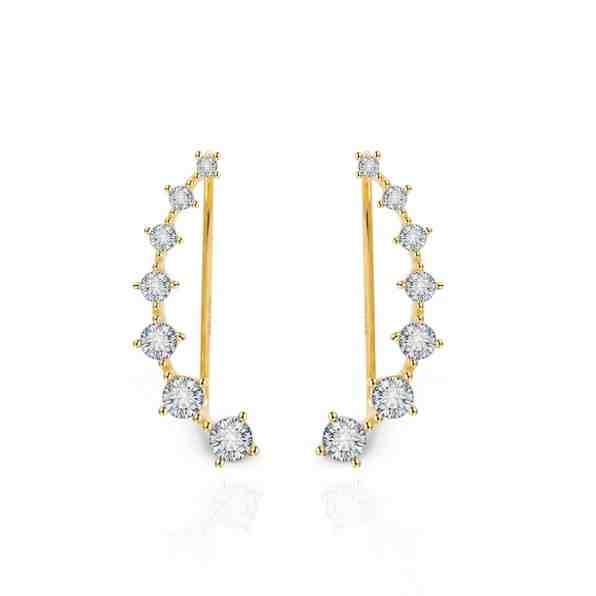 Beneto Pozlacené podélné náušnice s čirými zirkony AGU2712-G + 2 měsíce na vrácení zboží