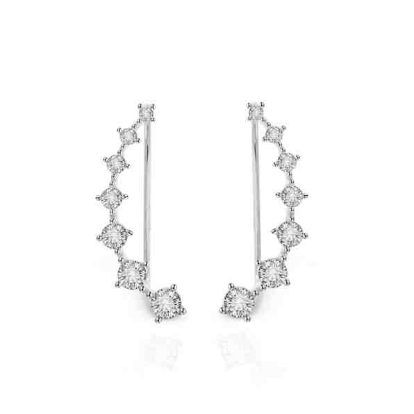 Beneto Stříbrné podélné náušnice s čirými zirkony AGU2712 + 2 měsíce na vrácení zboží