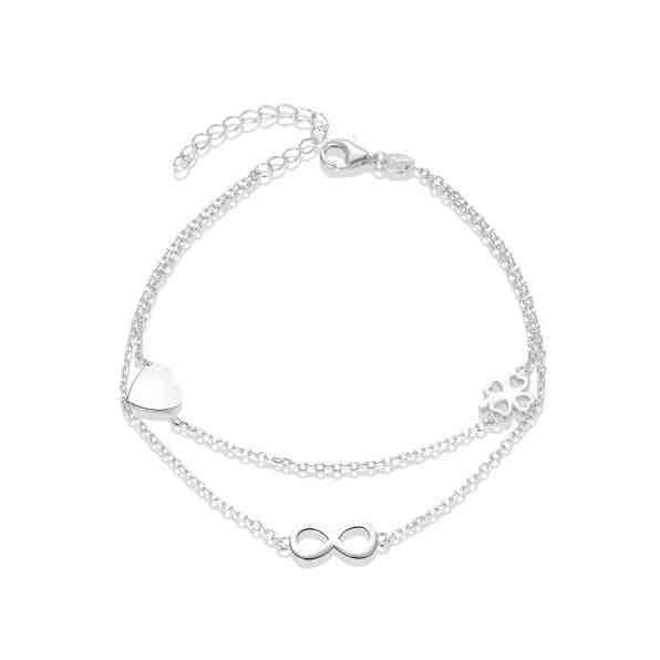 Beneto Stylový dvojitý stříbrný náramek AGB636/21 + 2 měsíce na vrácení zboží