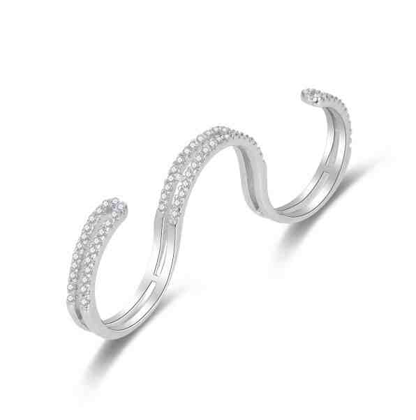 Beneto Luxusní trojitý prsten s čirými zirkony AGG475 + 2 měsíce na vrácení zboží