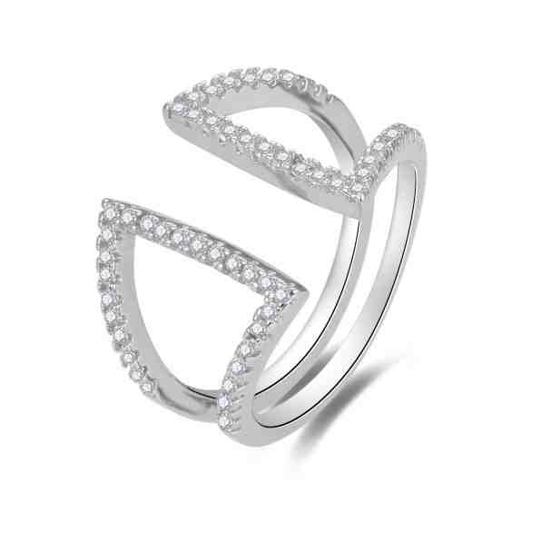 Beneto Třpytivý stříbrný prsten se zirkony AGG473 + 2 měsíce na vrácení zboží