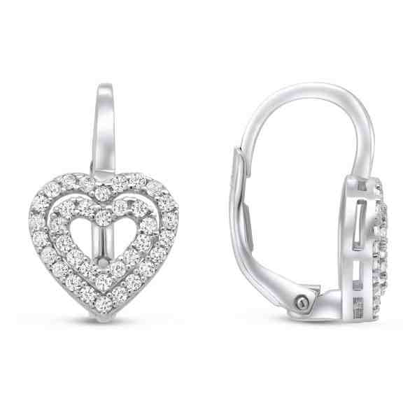 Brilio Silver Půvabné stříbrné náušnice srdíčka EA111W + 2 měsíce na vrácení zboží