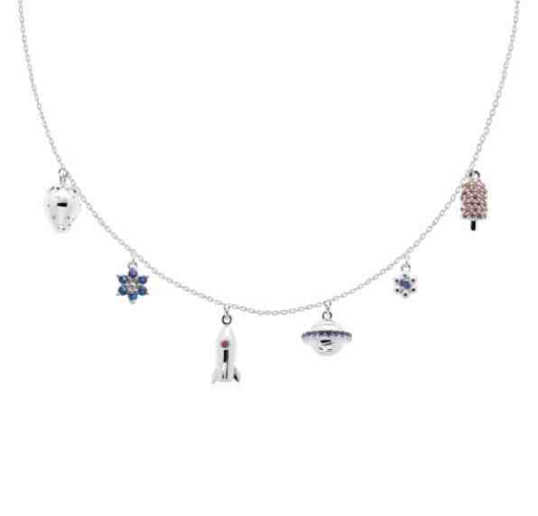 PDPAOLA Hravý stříbrný náhrdelník pro matku i dceru LES PETITES CO02-238-U + 2 měsíce na vrácení zboží
