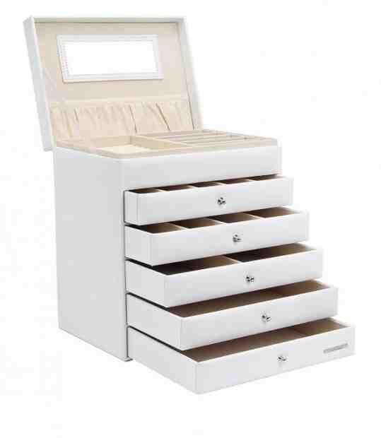 Troli Bílá designová šperkovnice se zrcátkem K425 + 2 měsíce na vrácení zboží