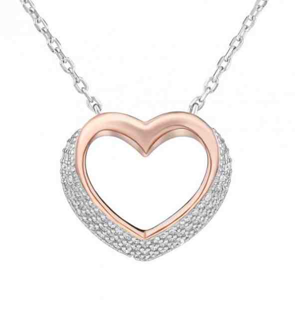Silvego Stříbrný bicolor náhrdelník Srdce se zirkony LPS0243R + 2 měsíce na vrácení zboží
