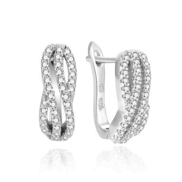 Beneto Elegantní stříbrné náušnice se zirkony AGUC2225L + 2 měsíce na vrácení zboží