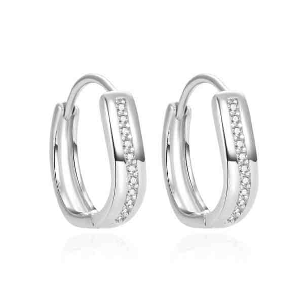 Beneto Originální stříbrné náušnice kruhy se zirkony AGUC2375L + 2 měsíce na vrácení zboží