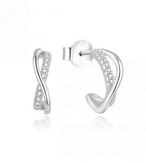 Beneto Elegantní stříbrné náušnice se zirkony AGUP2052 + 2 měsíce na vrácení zboží