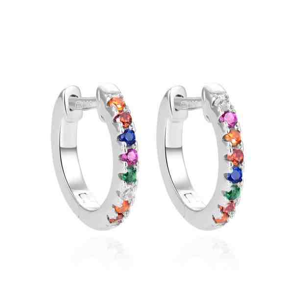 Beneto Kruhové stříbrné náušnice s barevnými zirkony AGUC2578D + 2 měsíce na vrácení zboží