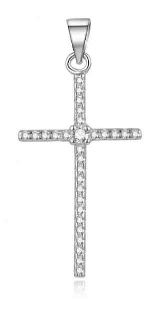 Beneto Stříbrný přívěsek se zirkony Křížek AGH139L + 2 měsíce na vrácení zboží