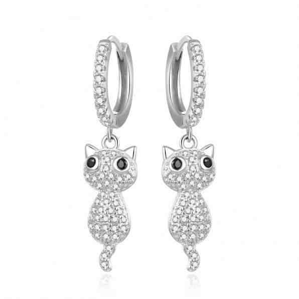 Beneto Něžné stříbrné náušnice Kočičky AGUC2574D + 2 měsíce na vrácení zboží