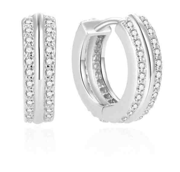 Beneto Stříbrné kruhové náušnice se zirkony AGUC2378L + 2 měsíce na vrácení zboží