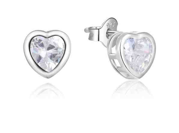 Beneto Něžné stříbrné srdíčkové náušnice se zirkony AGUP2426L + 2 měsíce na vrácení zboží