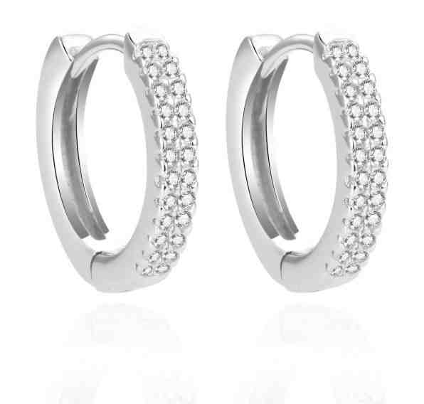 Beneto Kruhové stříbrné náušnice se zirkony AGUC2083 + 2 měsíce na vrácení zboží