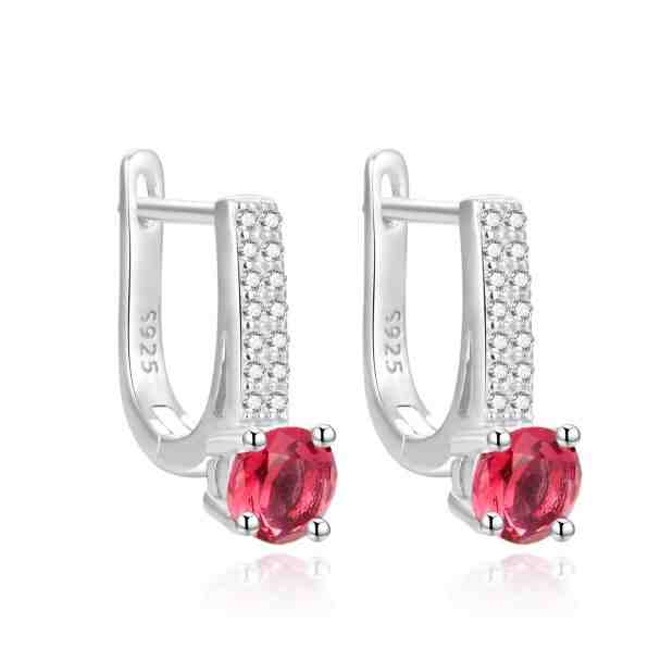 Beneto Originální stříbrné náušnice s červenými zirkony AGUC2408L + 2 měsíce na vrácení zboží