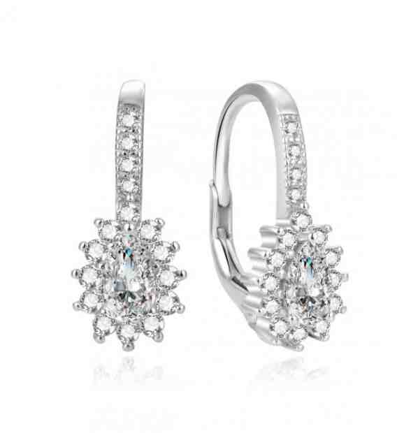 Beneto Třpytivé stříbrné náušnice se zirkony AGUC1296L + 2 měsíce na vrácení zboží