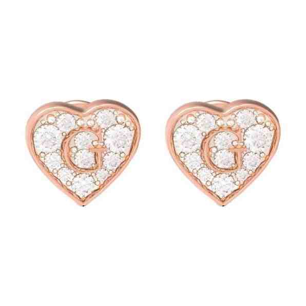Guess Pozlacené srdíčkové náušnice s krystaly G Shine UBE79074 + 2 měsíce na vrácení zboží