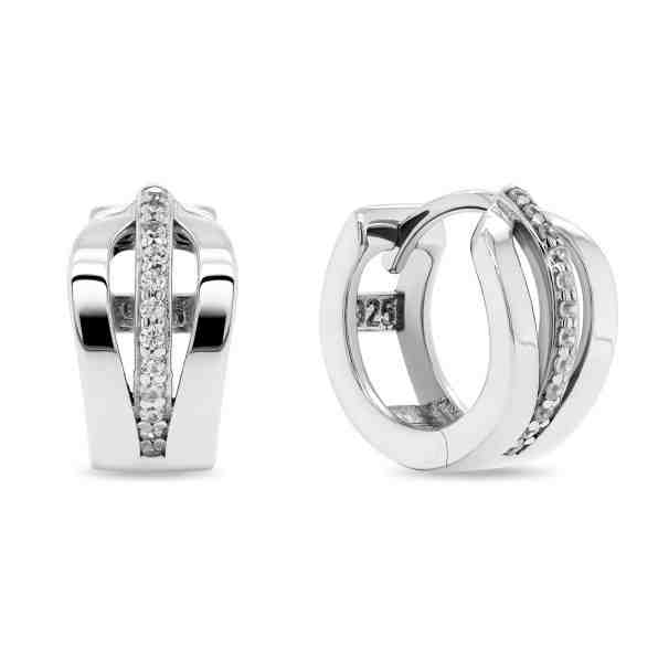 Brilio Silver Oslnivé stříbrné náušnice se zirkony EA211W + 2 měsíce na vrácení zboží