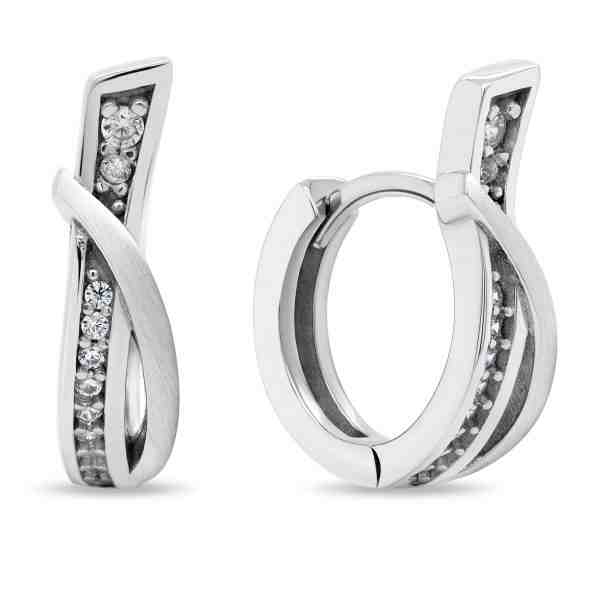 Brilio Silver Stylové stříbrné náušnice se zirkony EA213W + 2 měsíce na vrácení zboží
